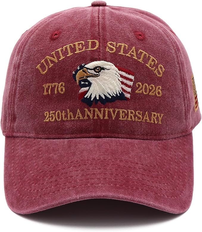 Efdaf Store USA 250th Anniversary Hat, Adjustable 250th Anniversary Printed Patriotic Baseball Caps, Tribute Retro Washed Hat - Image 1
